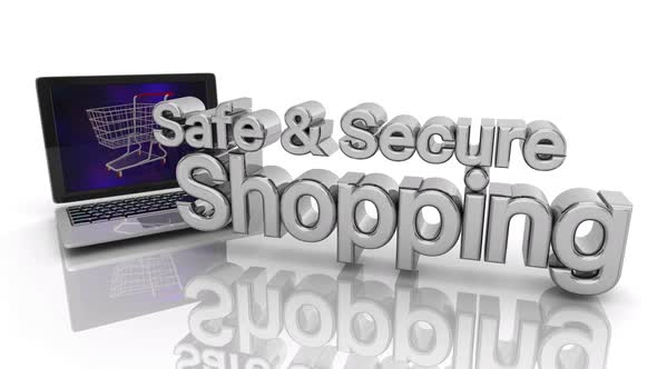 Safe And Secure Shopping Internet Website Ecommerce Security Laptop Computer 3d Animation