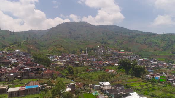 Mountain Landscape Farmlands and Village Java Indonesia