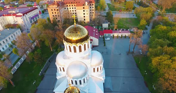 Panoramic Aerial Drone View of City