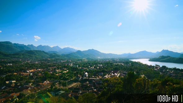 Luang Prabang Aerial Cityscape View From Phousi Hill, Laos