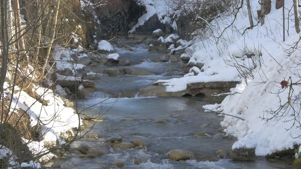 Small river flowing in Gstaad 