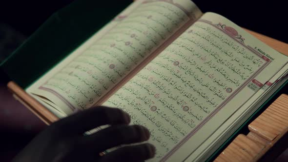 Muslim Man Reading Quran Mosque