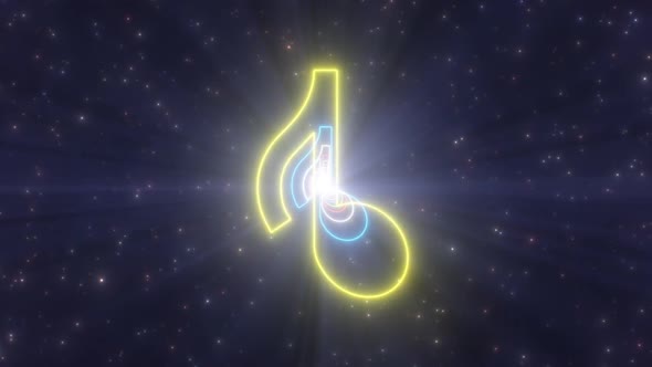 Music Note Musical Eighth Note Quaver Shape Glow Neon Lights Tunnel