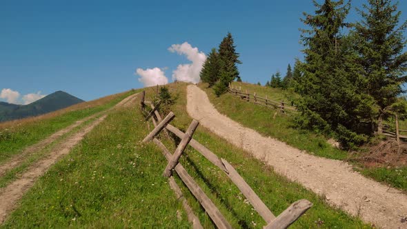 Summer View of Countryside with Old Road