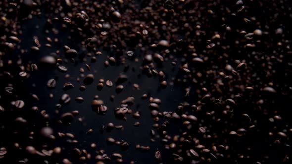 Beautiful Downfall Roasted Coffee Seeds Close Up