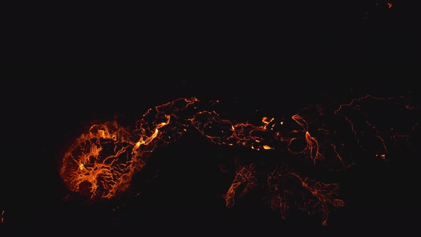 Drone Over Lava In Fagradalsfjall Volcano In Reykjanes Peninsula Iceland