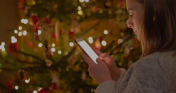 Woman Browsing Internet on Mobile Phone