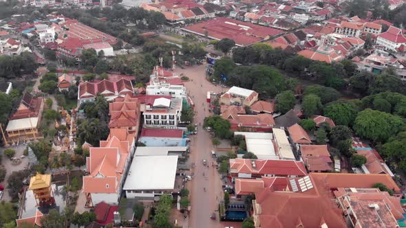 Aerial View of a Street Heading in to Siem Reap