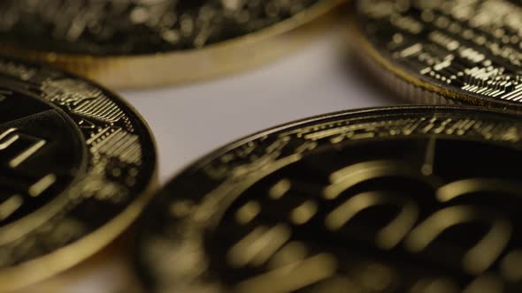 Rotating shot of Bitcoins 