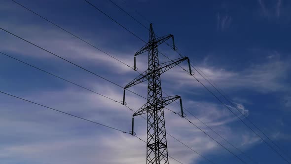 Electricity Pylons and Clouds Sky