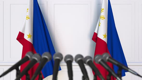 Official Press Conference with Flags of Philippines alt