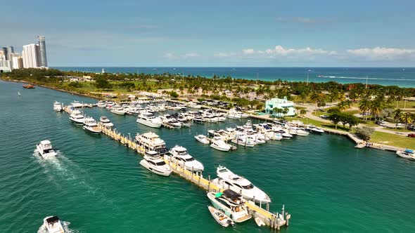 Luxury yachts in Miami 4k drone footage