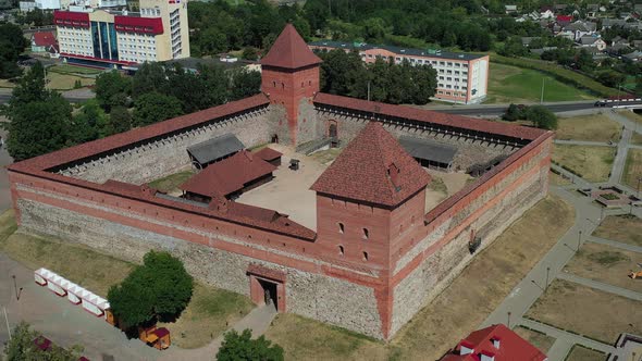 Bird's-eye View of the Medieval Lida Castle in Lida. Belarus. Castles of Europe