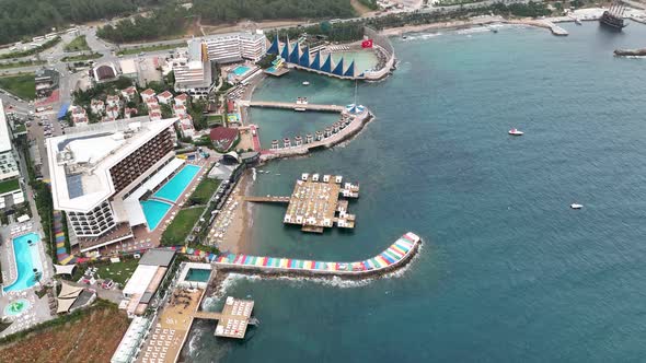 Infrastructure of hotels aerıal vıew Turkey Alanya 4K