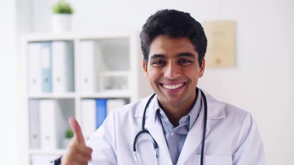 Portrait of Happy Indian Doctor Showing Thumbs Up 39