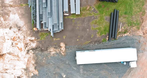Top View on Industrial Zone From Above of Storage Place Construction Materials
