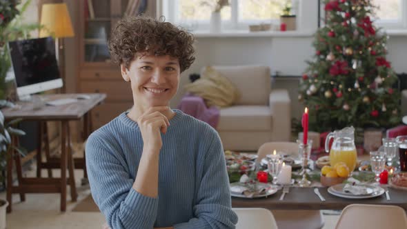 Portrait of Happy Woman on Christmas