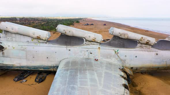 Soviet Military Aircraftekranoplan Lun on the Coast of the Caspian Sea