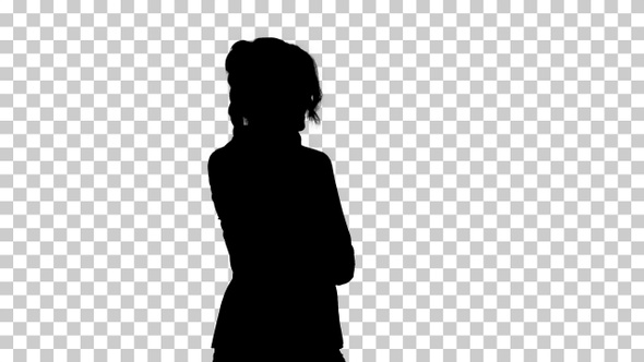 Silhouette Business woman dancing after making a successful