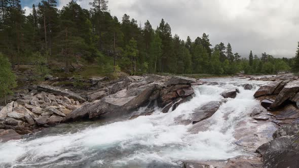 Rapids waterfall lake water norway nature timelapse