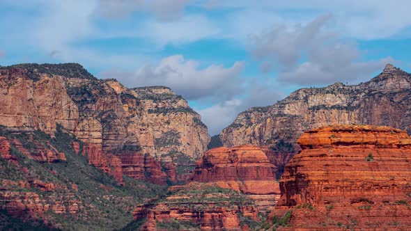 Time lapse of the clouds above the rock formations in Sedona Arizona