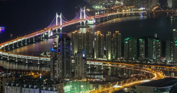 Busan, South Korea Aerial View Timelapse