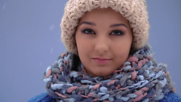 Winter Young Woman Portrait.