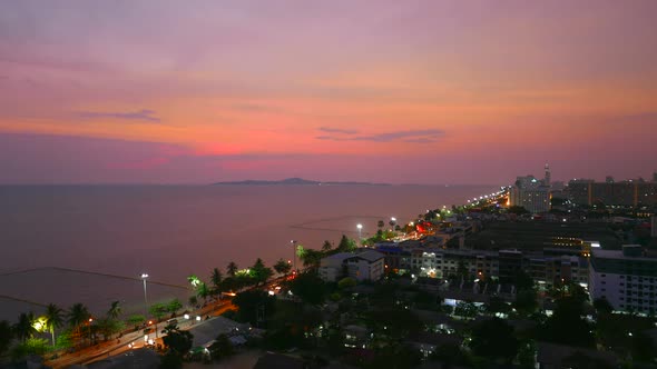 Time lapse of beautiful Pattaya city around sea ocean bay in Thailand