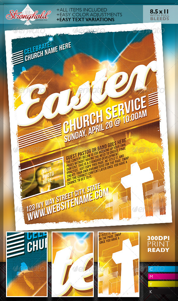 Easter Sunday Church Service Flyer Template