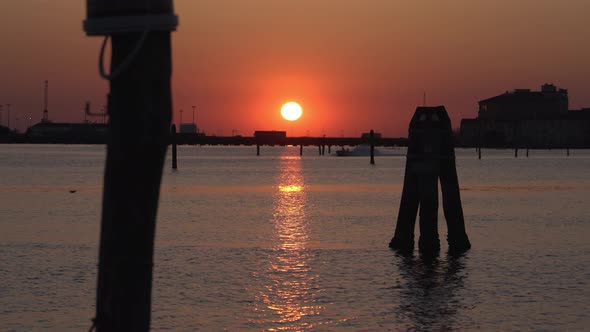 Sunset on the City River at Dusk