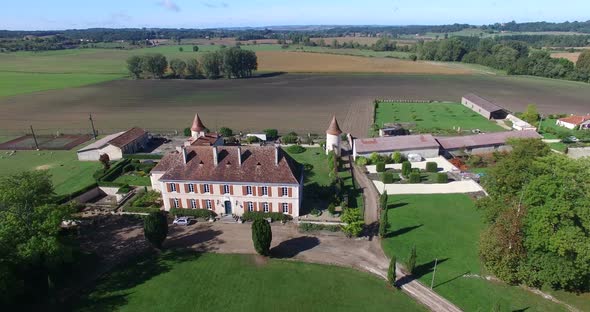 Aerial view of Bourbet Castle, France