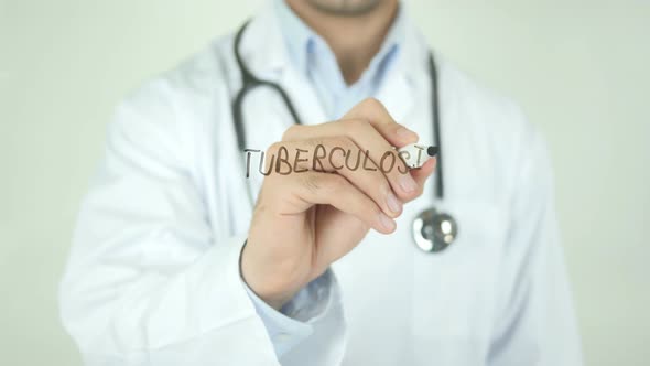 Tuberculosis, Doctor Writing on Transparent Screen