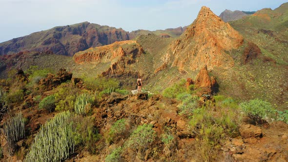 Woman Enjoys Nature Landscape in Hike to Gorge