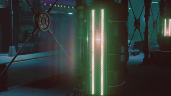 Neon Lights of Futuristic Sci Fi City