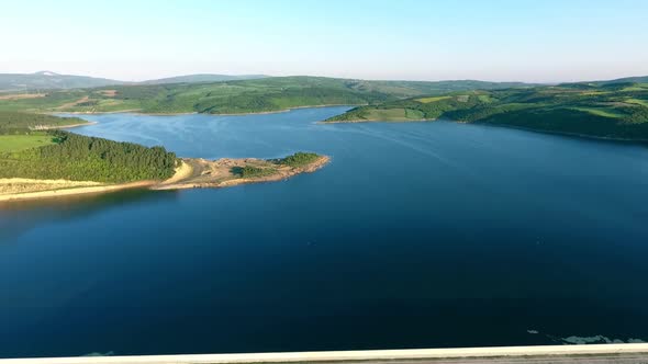 Lake view surrounded by lush forests