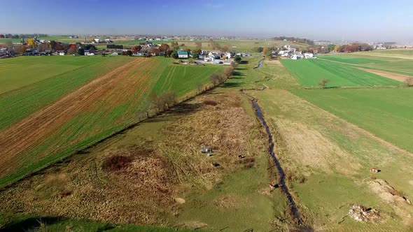 Amish Farms in Lancaster, PA USA in Autumn