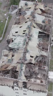 Vertical Video of a House That Was Damaged During the War in Ukraine