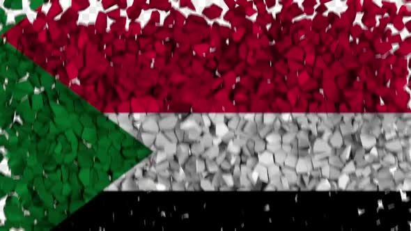 Sudan Flag Breaking Rocks Transition