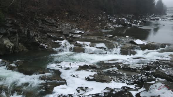 Carpathian Waterfall Probiy, Yaremche, Ukraine