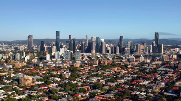 Skyline Of The Brisbane Central Business District In Queensland, Australia. - aerial