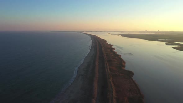 Sunset on a salt lake