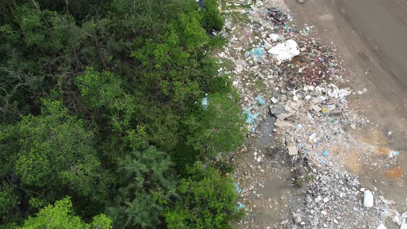 Aerial view rubbish at the land