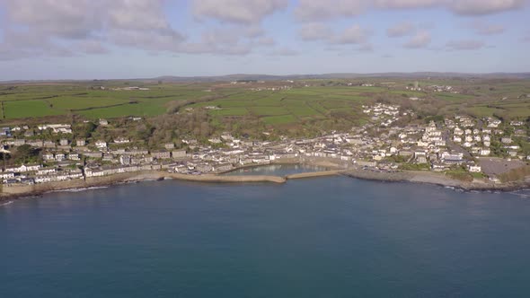 Mousehole Village and Port in Cornwall UK Aerial