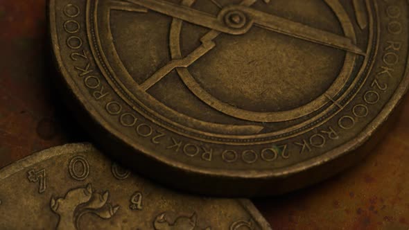 Rotating stock footage shot of American coins