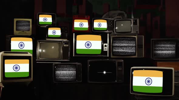 Flags of India and Retro TVs.