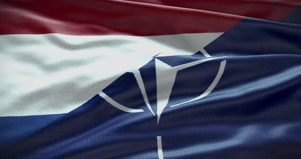 Netherlands and NATO waving flag animation loop