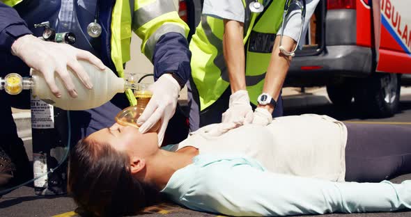 ambulance team making a heart massage