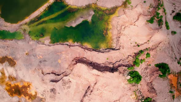 4K Aerial view of Grand Canyon, rock fissures eroded by water.