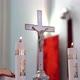 altar with a cross in a Catholic church close-up - VideoHive Item for Sale