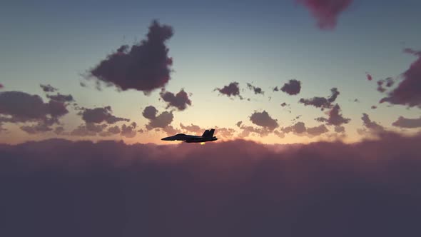 F18 Military Airplane Sunset